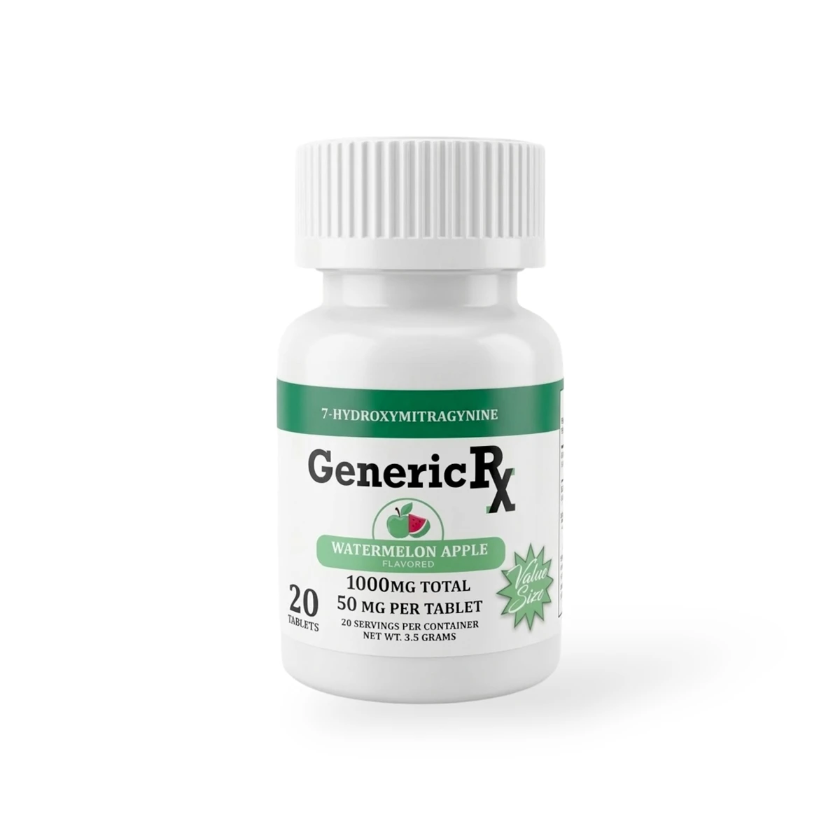 Generic RX 7-Hydroxymitragynine Chewable Watermelon Apple 50mg Tablet - Image 2